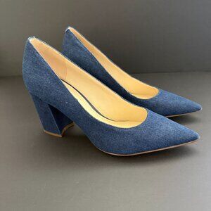 Nine West Womens CARA Pumps Shoes 7M Blue Denim Pointy Toes
